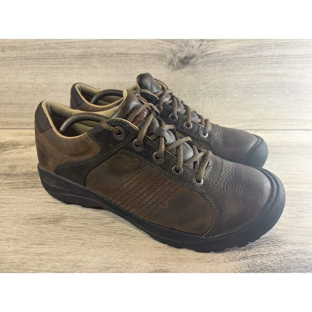 Keen Presidio Mens Brown Leather Walking Shoes Sneakers Lace Up 1002762 Size 11
